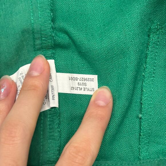 NWT J Crew Factory Green Womens 10 Scalloped Linen Blend Mid Rise Vacation Short - Picture 6 of 12